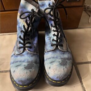 Dr. Martens Blue Tie-Dye Combat Boots